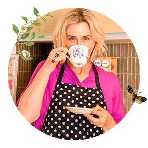 Inspirational Tea Co. founder Tanya enjoying a cup of tea in a cosy environment